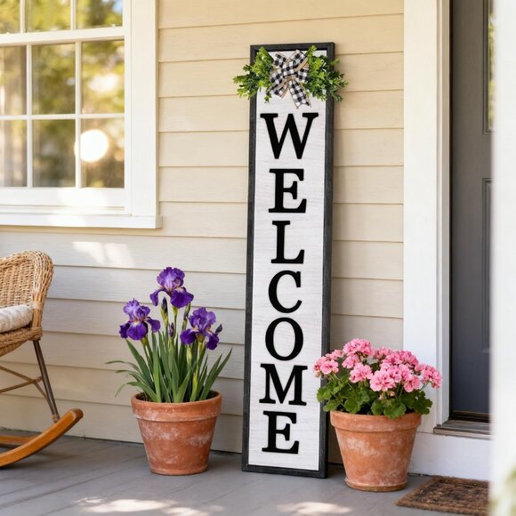 Outside Welcomesign Other | 3d Outdoor Welcome Sign For Front Porch Standing 45x9 Large ...